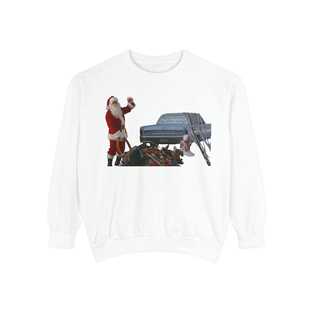 Santa, Shitter's Full, Christmas Sweatshirt - Funny Holiday Vacation Parody Unisex Crewneck