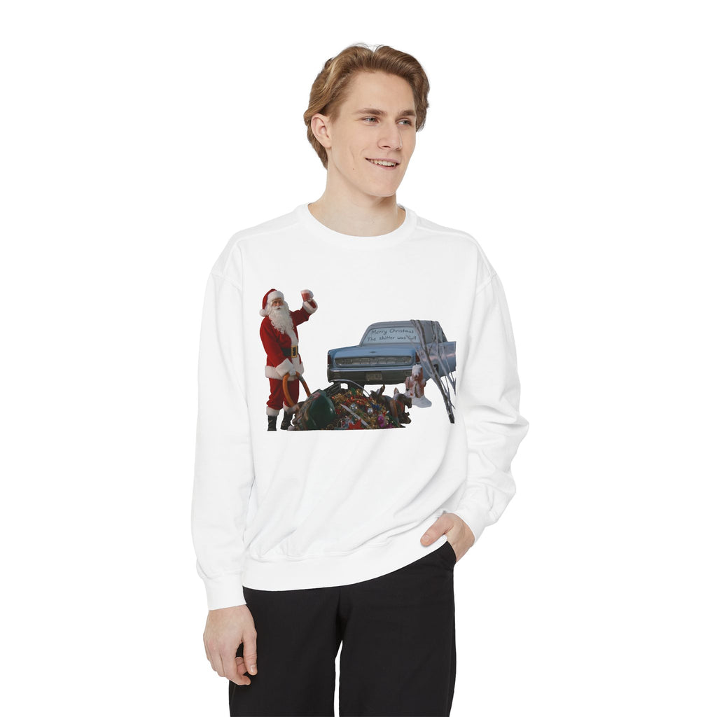 Santa, Shitter's Full, Christmas Sweatshirt - Funny Holiday Vacation Parody Unisex Crewneck