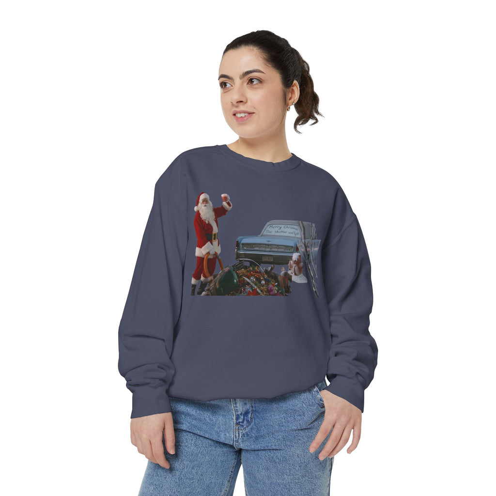 Santa, Shitter's Full, Christmas Sweatshirt - Funny Holiday Vacation Parody Unisex Crewneck