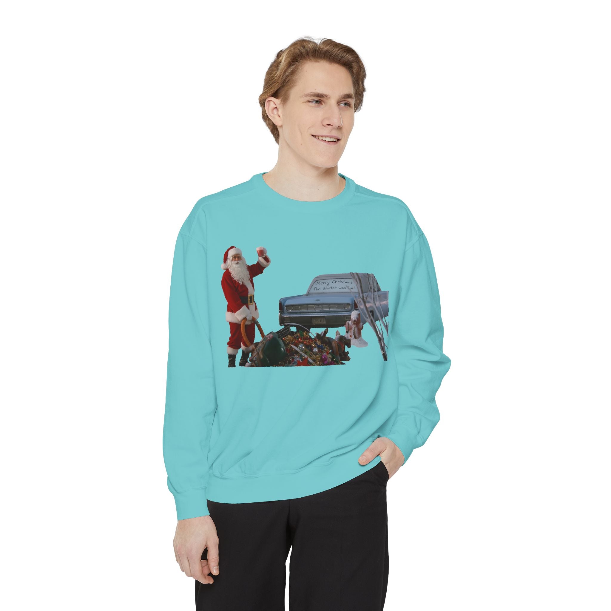 Santa, Shitter's Full, Christmas Sweatshirt - Funny Holiday Vacation Parody Unisex Crewneck