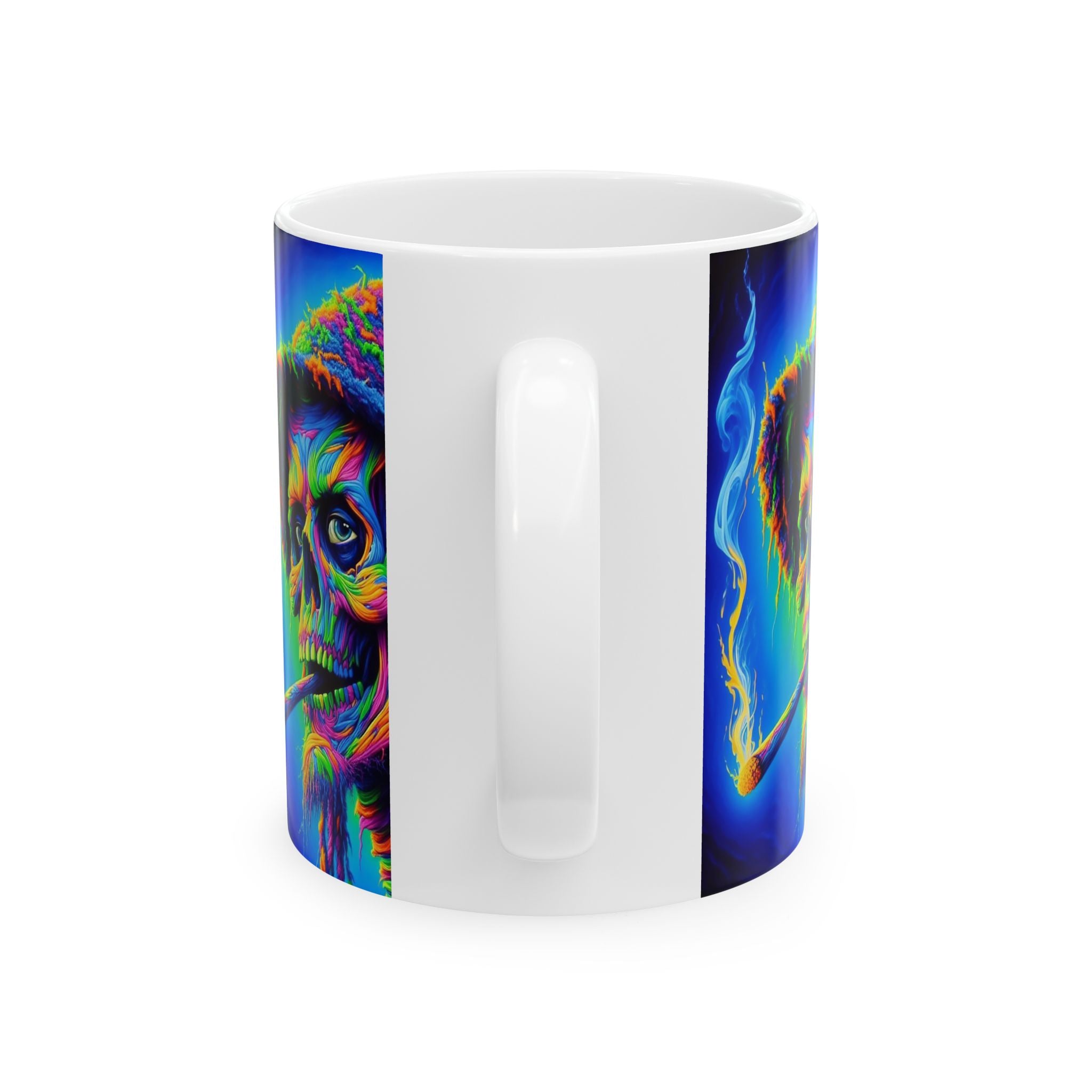Psychedelic Skull Mug - Colorful Ceramic Coffee Cup for Halloween & Gothic Decor, Vibrant Artwork, 11oz 15oz