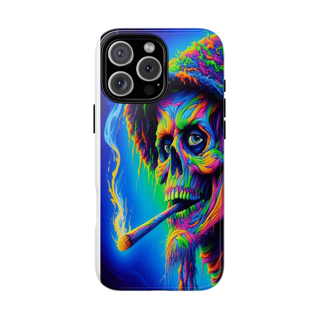 Psychedelic Phone Case, Tough Cases for Music Lovers, Bohemian Vibe, Artistic Gift, Colorful Skull Art, All Occasions