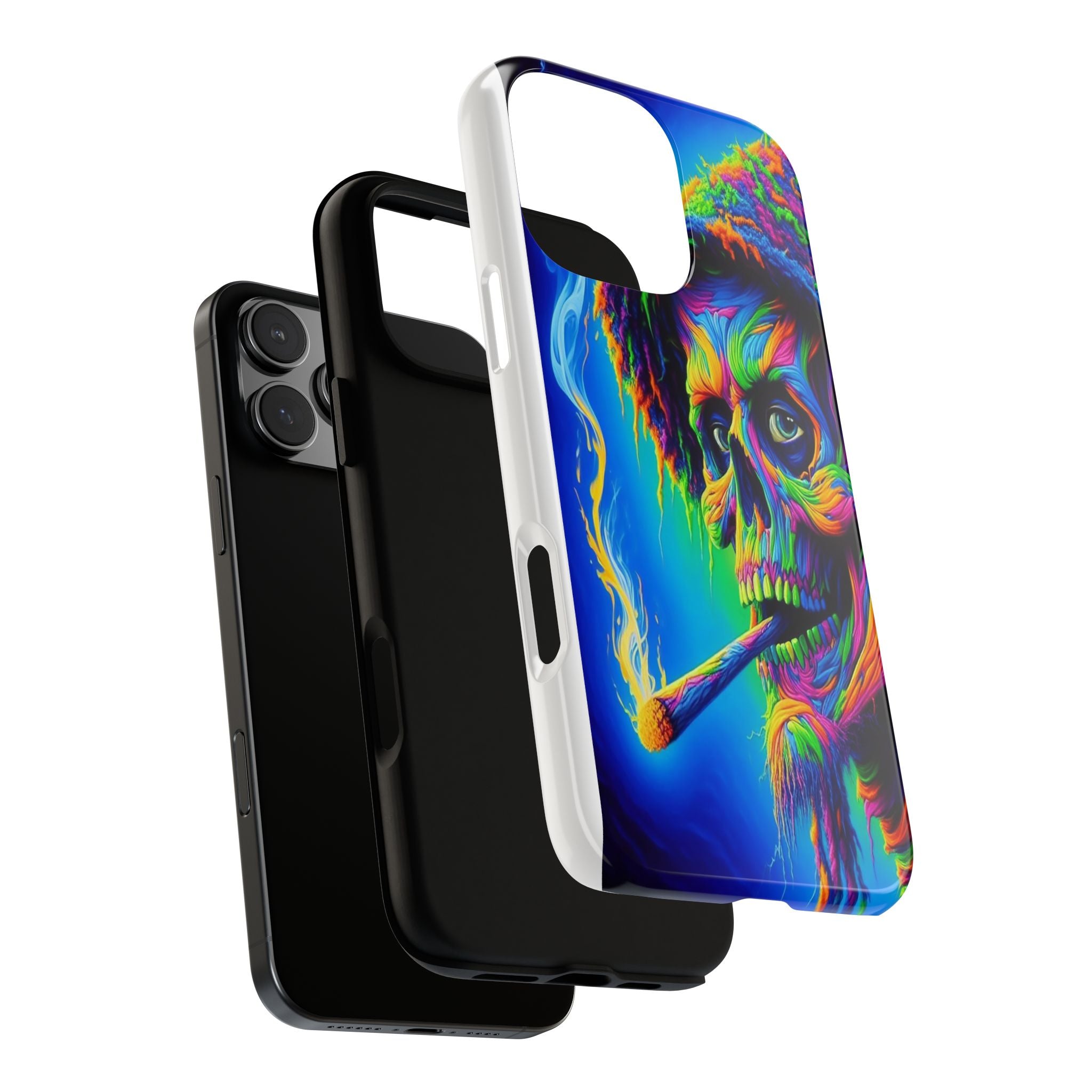 Psychedelic Phone Case, Tough Cases for Music Lovers, Bohemian Vibe, Artistic Gift, Colorful Skull Art, All Occasions