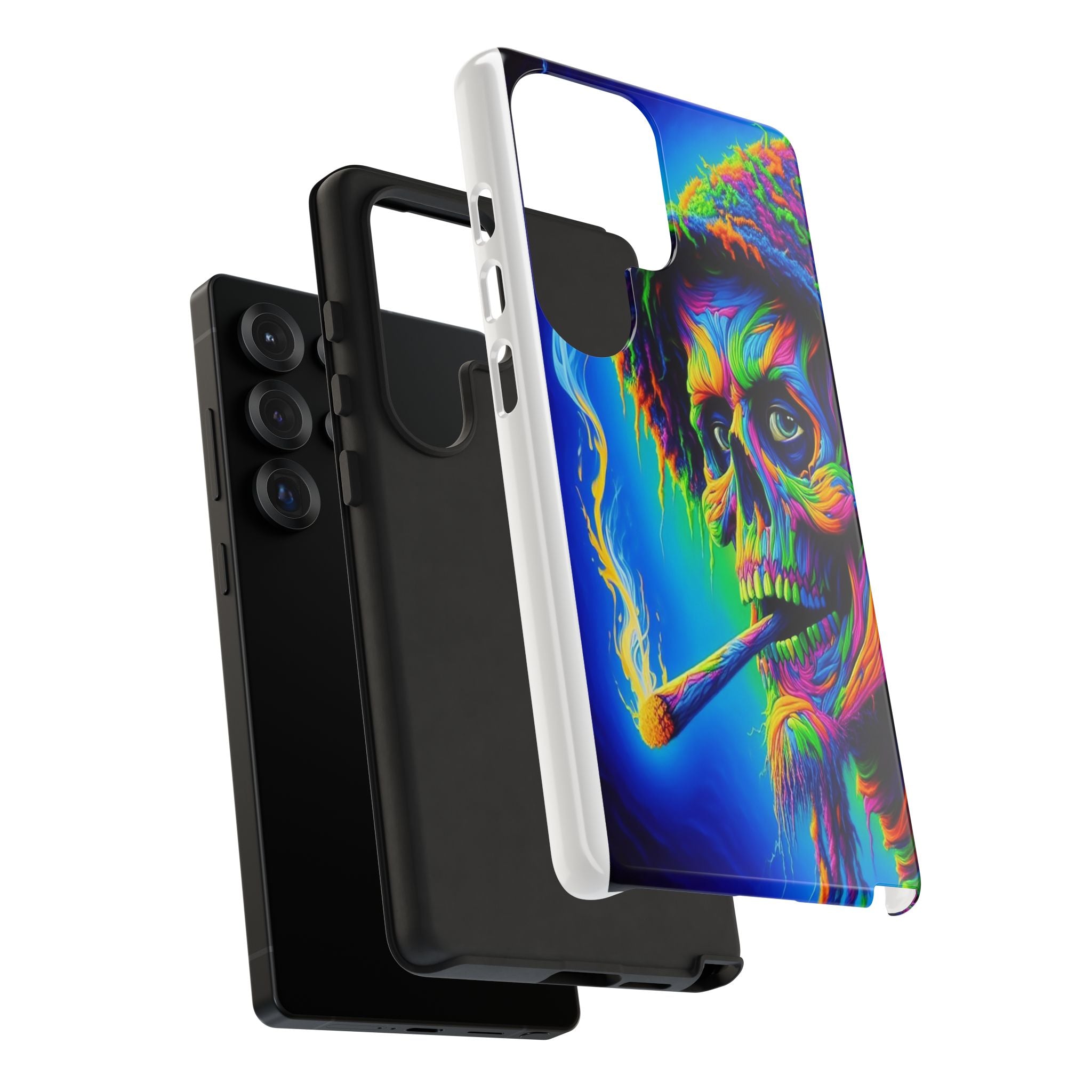 Psychedelic Phone Case, Tough Cases for Music Lovers, Bohemian Vibe, Artistic Gift, Colorful Skull Art, All Occasions