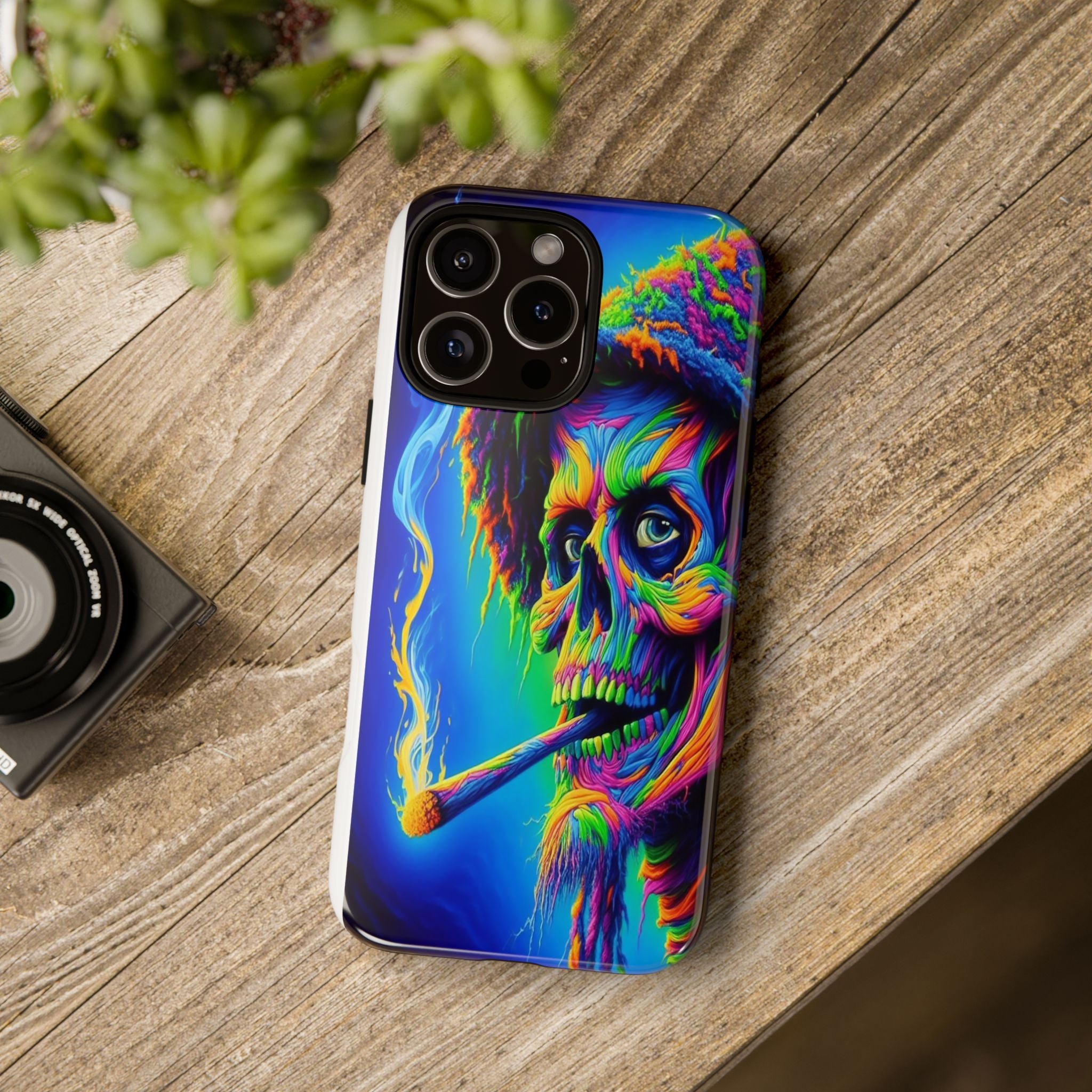 Psychedelic Phone Case, Tough Cases for Music Lovers, Bohemian Vibe, Artistic Gift, Colorful Skull Art, All Occasions