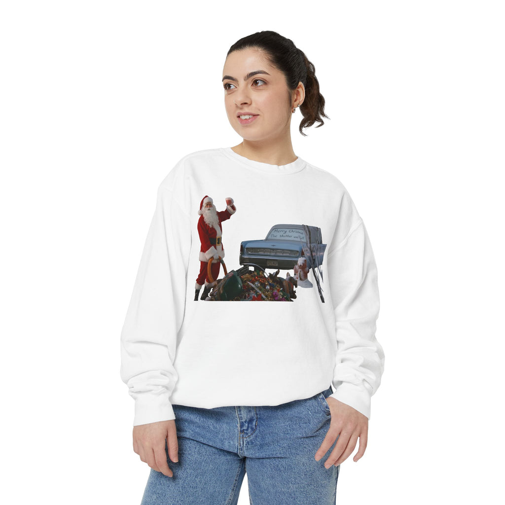 Santa, Shitter's Full, Christmas Sweatshirt - Funny Holiday Vacation Parody Unisex Crewneck