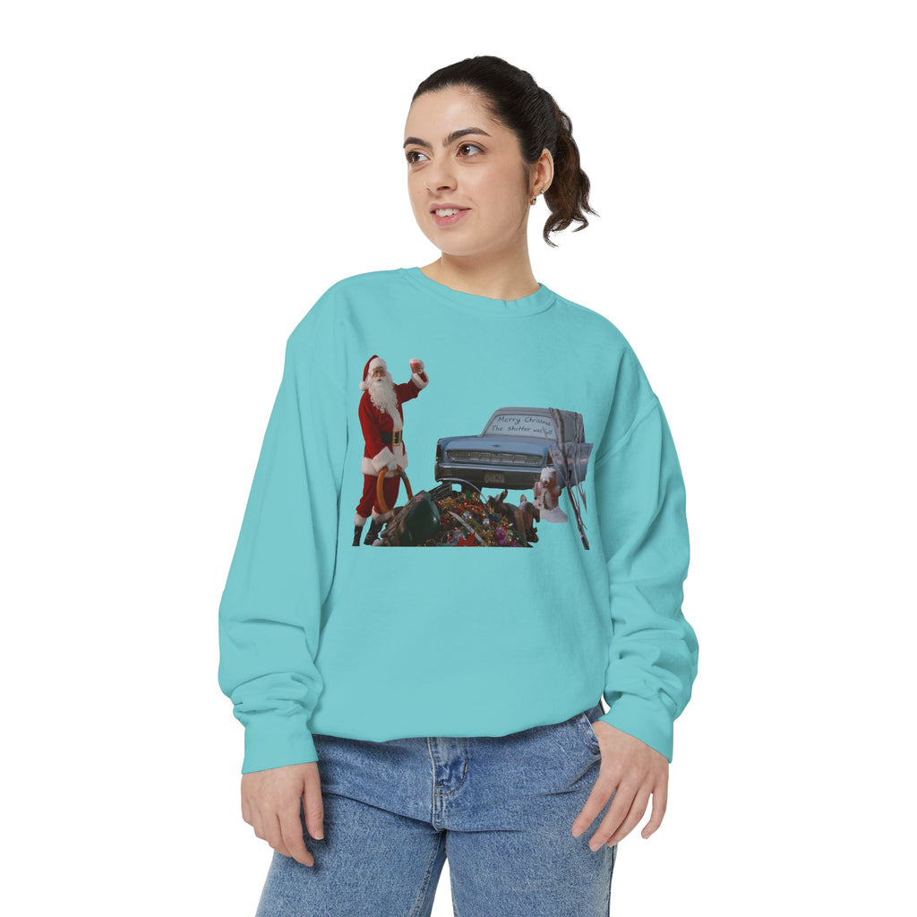 Santa, Shitter's Full, Christmas Sweatshirt - Funny Holiday Vacation Parody Unisex Crewneck