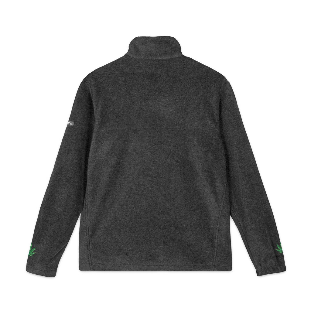 Embroidered Cannabis Leaf Charcoal Gray Fleece Jacket, Cozy Fleece Jacket, Unisex Outdoor Wear, Perfect for Hiking, Casual Outing, Gift for Nature Lovers, Relaxed Fit